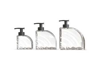 Clear plastic cosmetic bottles and containers with pump spray