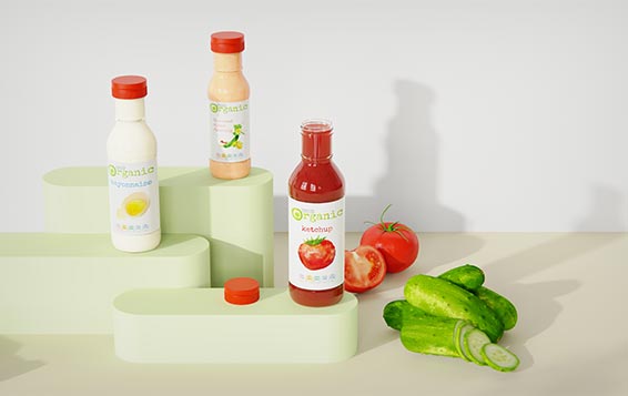 Food grade 16oz plastic woozy bottles with caps for kitchen condiments