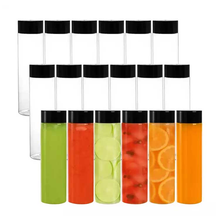 Wholesale custom label 250ml cylinder pla bottles for fruit juice