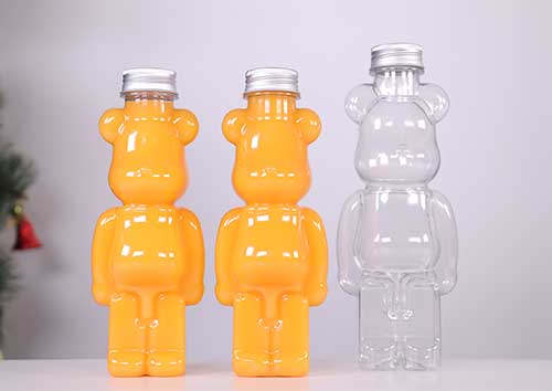 16oz PET plastic bear juice bottle with aluminum cap for cold pressed juice