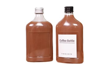 Bulk sale flat square 500ml plastic cold brew coffee bottle with aluminum cap