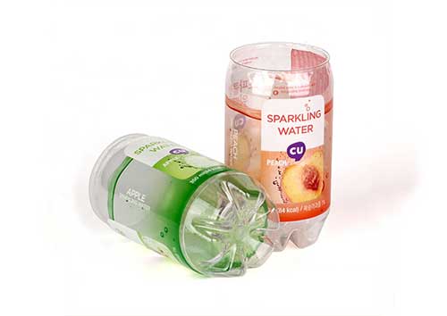 Wholesale food grade cheap transparent pet 500ml plastic drink can with metal easy open ends