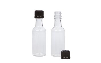 Wholesale 50ml clear PET empty plastic mini liquor bottles with tamper evident caps