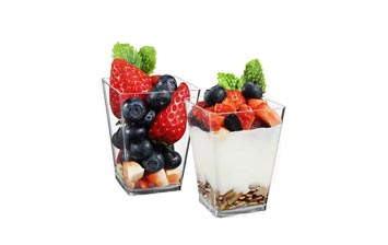 Wholesale small 5oz square plastic dessert cups with lids and spoons