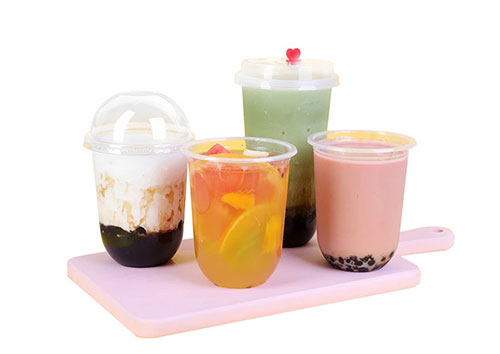 100pcs/pack 360/500/700ml U Shaped Bubble Tea Cup Soft Plastic Boba Tea Cups  Dessert Ice Cream Cup Accept Customization