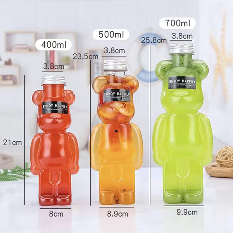 Bottle Tek 12 oz Bear-Shaped Clear Plastic Juice Bottle - with