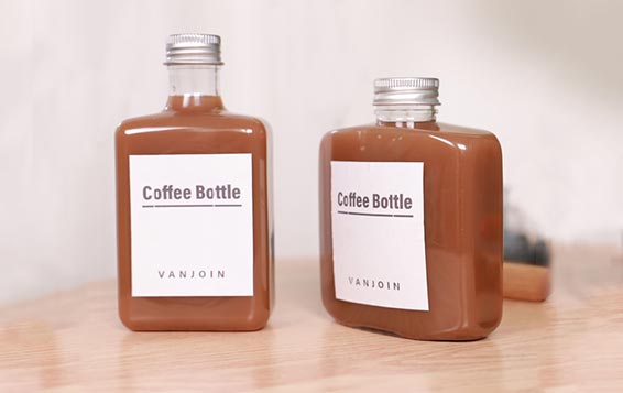 Bulk sale flat square 500ml plastic cold brew coffee bottle with aluminum cap