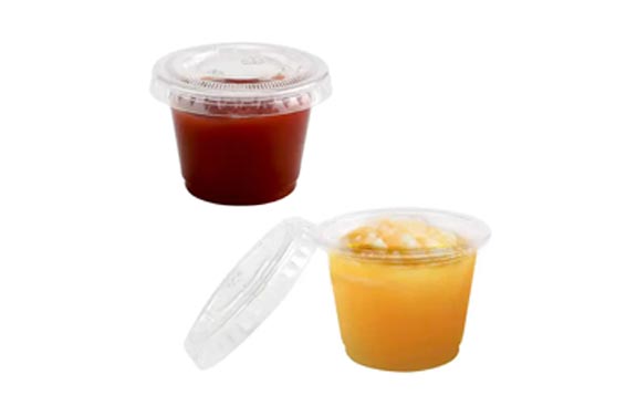 Airtight and stackable 2oz plastic jello shot cups with lids for sauces/liquid/dips