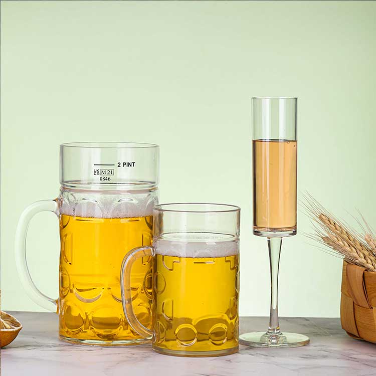 Wholesale reusable clear 150ml 550ml plastic beer mug with handle bulk