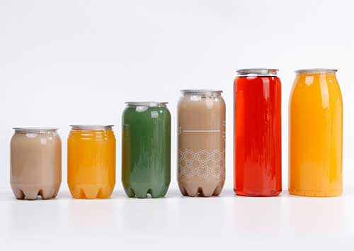 2021 hot selling clear plastic can with metal lid for juice and coffee