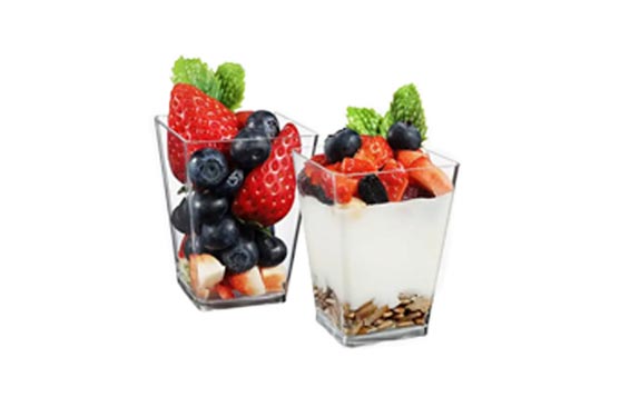 Wholesale small 5oz square plastic dessert cups with lids and spoons