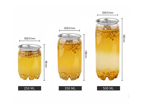 Wholesale food grade cheap transparent pet 500ml plastic drink can with metal easy open ends