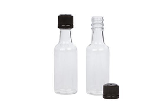 Wholesale 50ml clear PET empty plastic mini liquor bottles with tamper evident caps