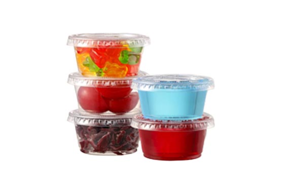 Airtight and stackable clear PET 1oz plastic portion cups with lids wholesale