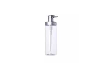 Reusable clear 500ml plastic dish soap bottle with metal silver pump for kitchen