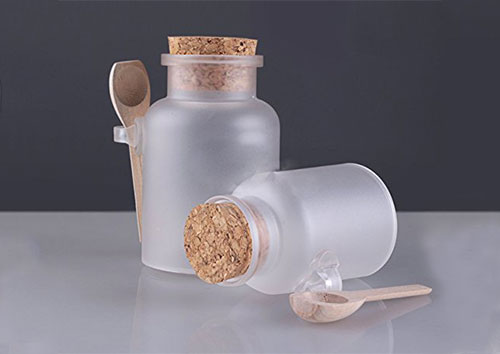 Empty corked mini bath salt jars with spoon from china supplier