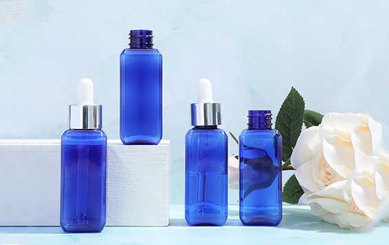 wholesale 10ml blue plastic cosmetic dropper bottles with factory price for skin care