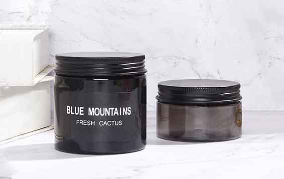 Cheap empty black plastic cosmetic jars with aluminum lids bulk