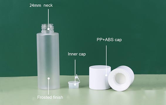 Square shoulder frosted plastic toner bottles with screw caps for face/hair