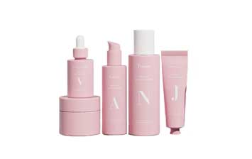 Portable empty refillable plastic pink cosmetic containers pink bottles jars tubes for cosmetic pink makeup sets for travel