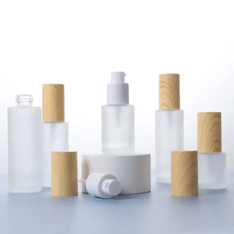 Wholesale frosted 120ml plastic bamboo spray bottle from bamboo cosmetic packaging supplier