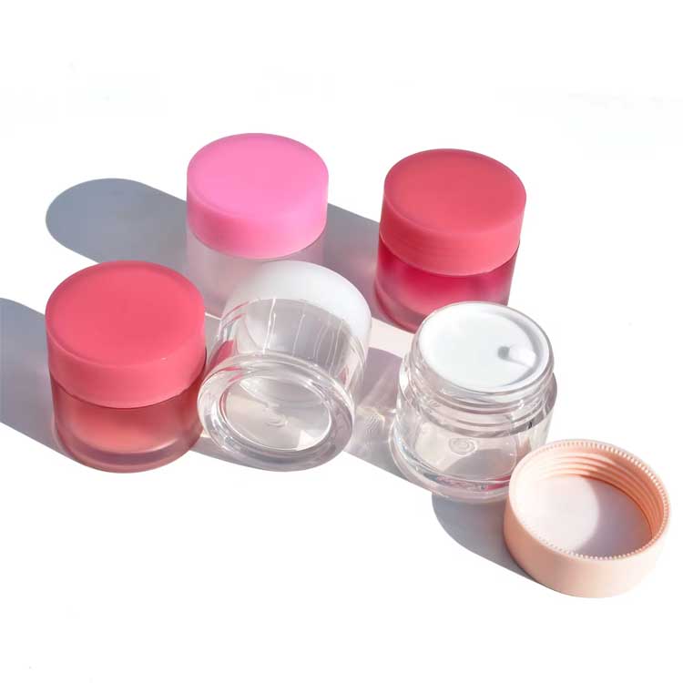 Gradient color small plastic lip scrub jars with lids for Cosmetic Lip Balm Lip Gloss Creams Lotions Liquids