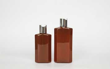 Square flat 300ml amber empty plastic lotion bottles with flip cap