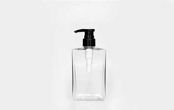 Square flat small plastic gel bottle for shower and hair conditioner