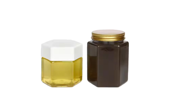 Wholesale 200ml empty small plastic hexagon jam jar with metal lid for Jam Jelly Honey Gifts Crafts Wedding Spice Dry Goods