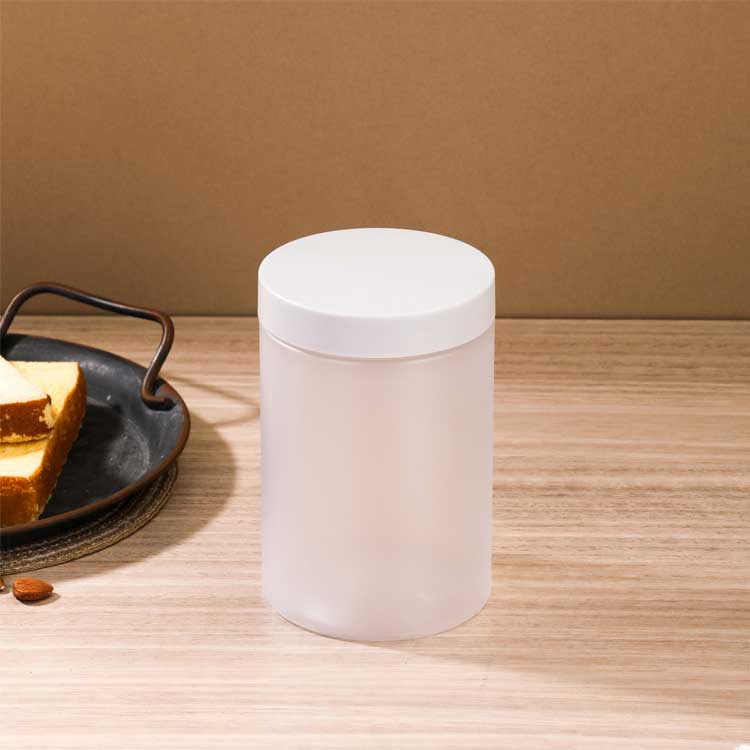 Custom label plastic translucent jar empty round slime container frosted cosmetic jars for dry food peanut spice cookie candy