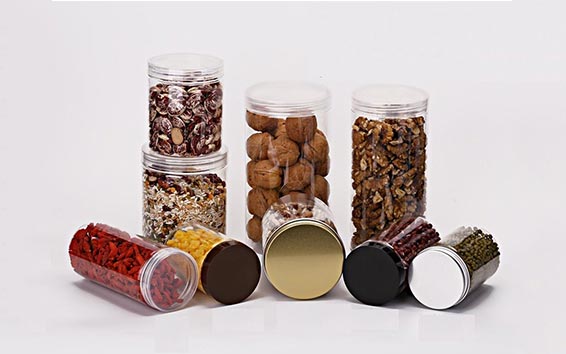 Wholesale custom label clear PET 100ml sweet jar with lid