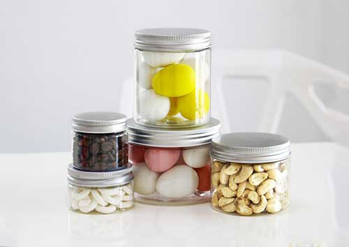 Food Grade 16oz empty plastic jar with aluminum lid