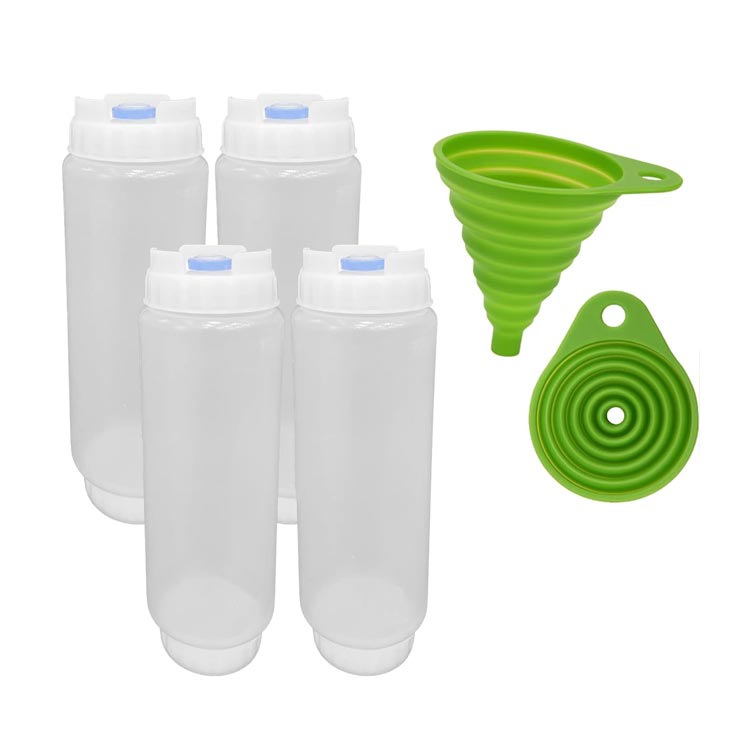 Wholesale empty 16oz invertatop squirt bottle inverted plastic squeeze bottles, refillable tip large valve dispenser condiment squeeze bottle for sauces ketchup sour cream self sealing syrup dispenser for restaurants