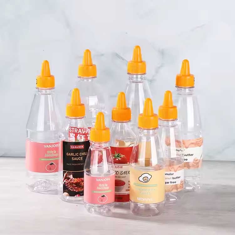 Leak proof bpa-free plastic sauce squeeze bottles 4/8/16oz squirt empty bottles with twist top cap great for ketchup, mustard, syrup, sauces, dressing, oil, arts and crafts