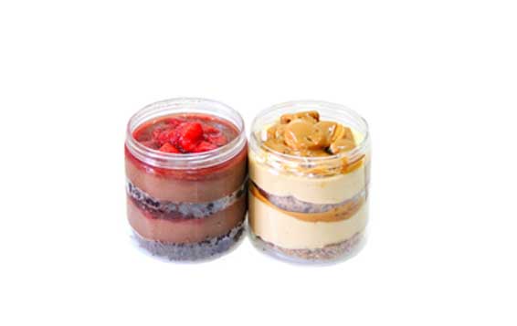 Wholesale clear wide mouth round 8oz plastic cake jars with lids