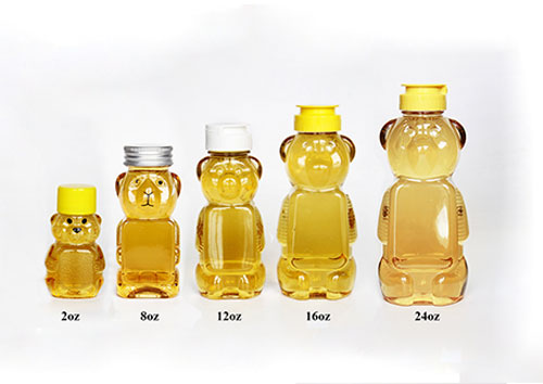 Custom 8oz Cartoon PET Refillable Plastic bear Honey Bottles with Lids