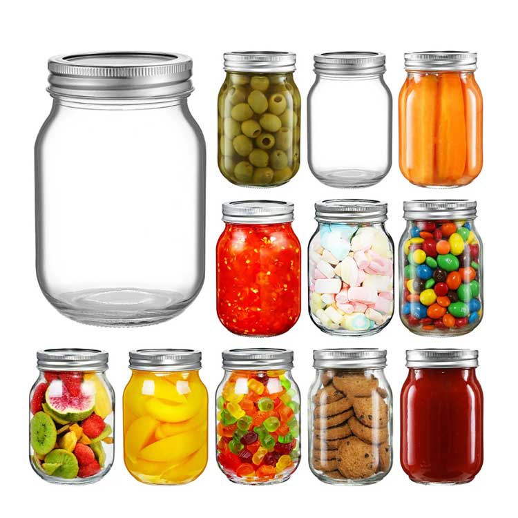 Wholesale clear 16oz plastic mason jars with lids for kitchen & household storage