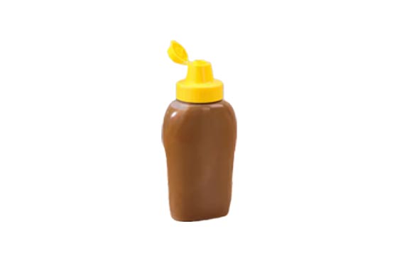 Custom empty squeezable 14oz plastic mustard and ketchup bottles with dispenser caps