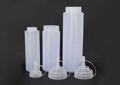 Bulk 500ml clear squeezable plastic sauce bottles for condiments with measurements