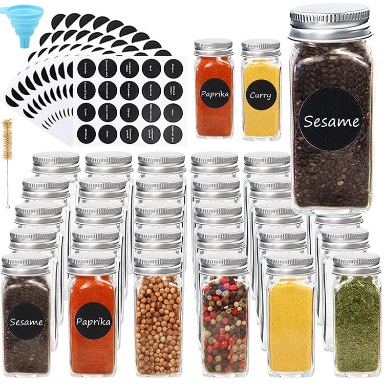 Wholesale clear 100ml plastic shaker bottles for spices with aluminum lids