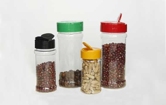 Best cheap price 8oz clear plastic spice jar with flap cap for kitchen