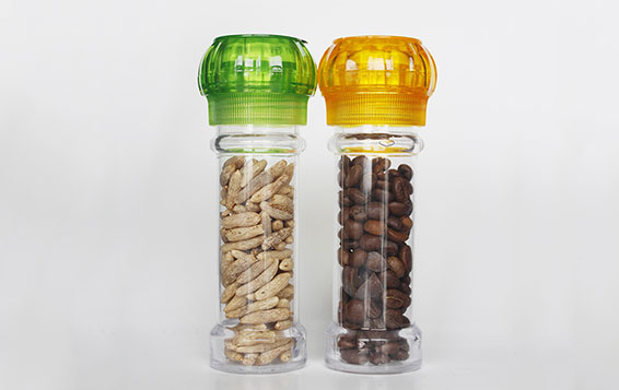 Plastic shaker grinder for spice/powder/salt,plastic spice jars with grinder cap