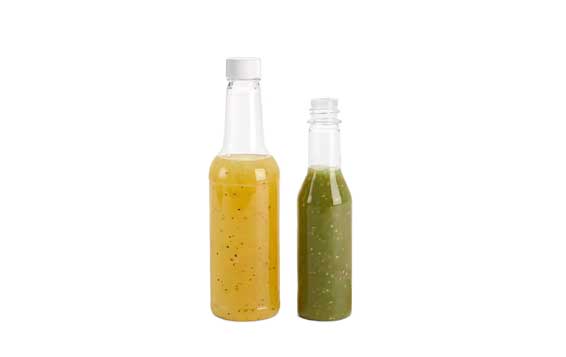 Best clear 8oz 16oz plastic vinegar bottle with shrink cap for bbq sauce oil salad dressing