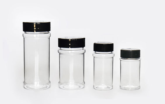500ml Clear Cylindrical Round PET Plastic Spice Storage Jars with