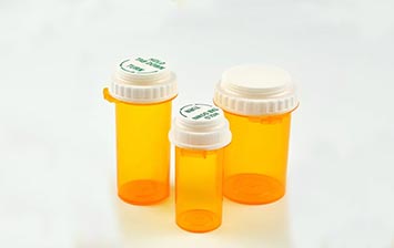 Custom color and label 2oz plastic prescription pill bottle with childproof cap