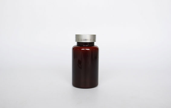 Amber plastic medicine bottles with aluminum caps for packaging pill capsules medicine