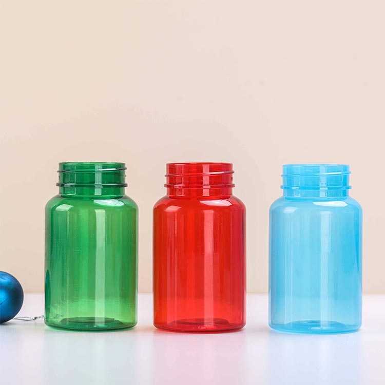 Wholesale colored 120ml plastic packer bottles with caps for pills